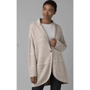 Prana Sevie Cardigan Womens Small Aztec Beige Tribal Lagenlook Southwest Organic